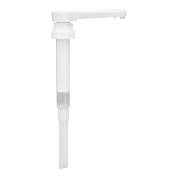 A white plastic pump with a white handle.