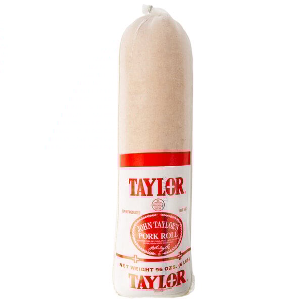 A white and red package of Taylor Pork Roll.