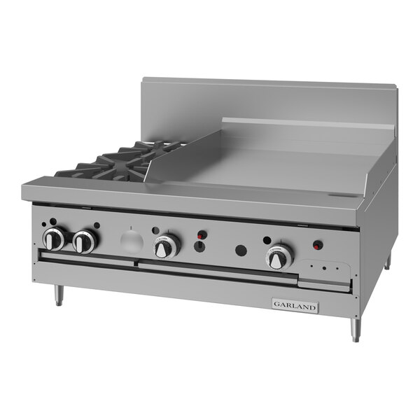 Garland GF36-2G24T Liquid Propane 2 Burner Modular Top 36" Range with Flame Failure Protection and 24" Griddle - 88,000 BTU