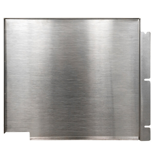 A stainless steel Hobart splash panel with a metal handle.