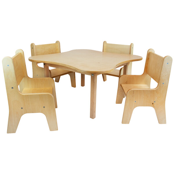 A Whitney Brothers wooden toddler flower table and chairs.