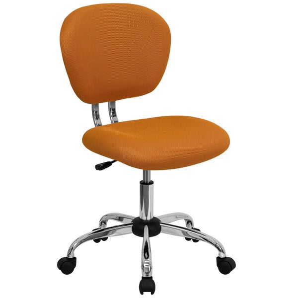 An orange Flash Furniture office chair with a chrome base.