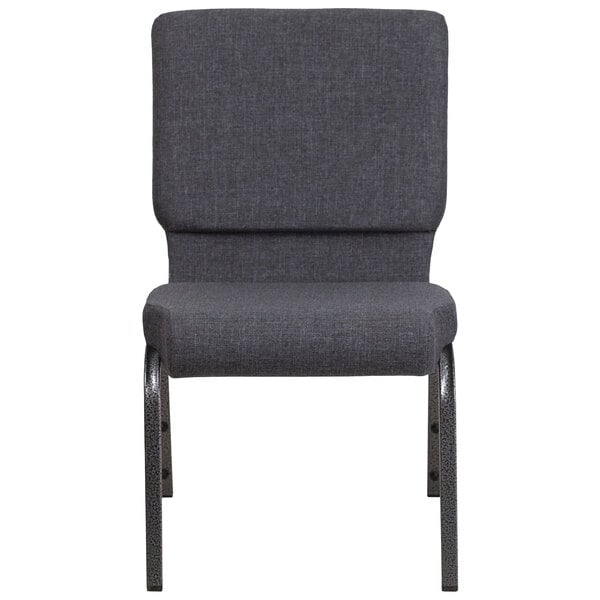 A Flash Furniture dark gray church chair with a silver vein metal frame.