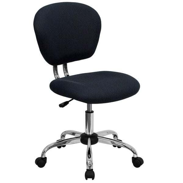 a black office chair with chrome base