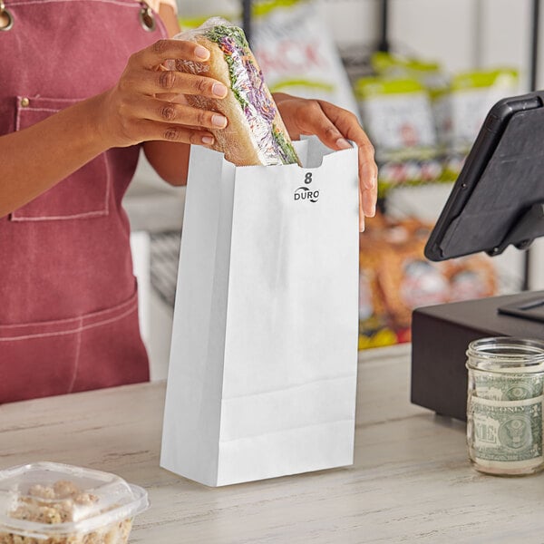 white paper food bag