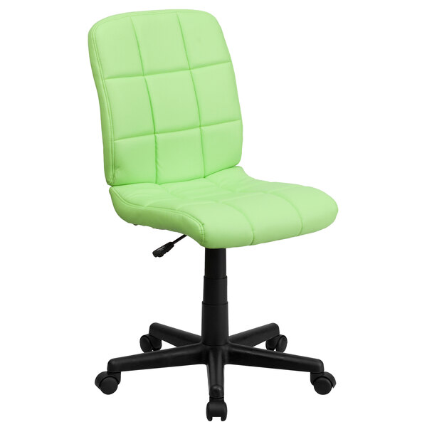 A green Flash Furniture mid-back office chair with black wheels and a black base.