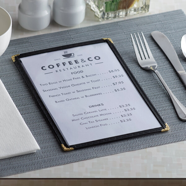 Single Pocket Menu Cover w/ Black Edging (63/8" x 93/8")