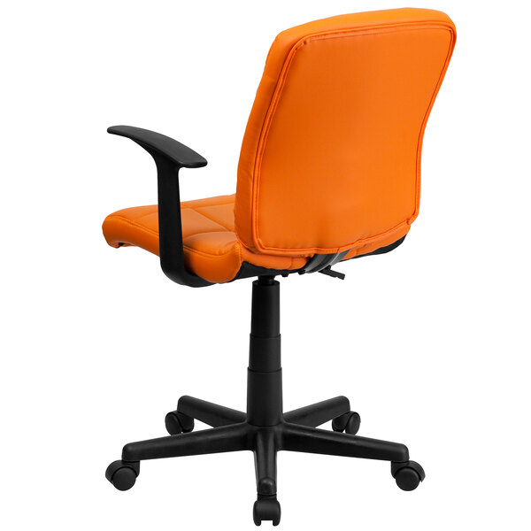 An orange Flash Furniture office chair with black arms and base.