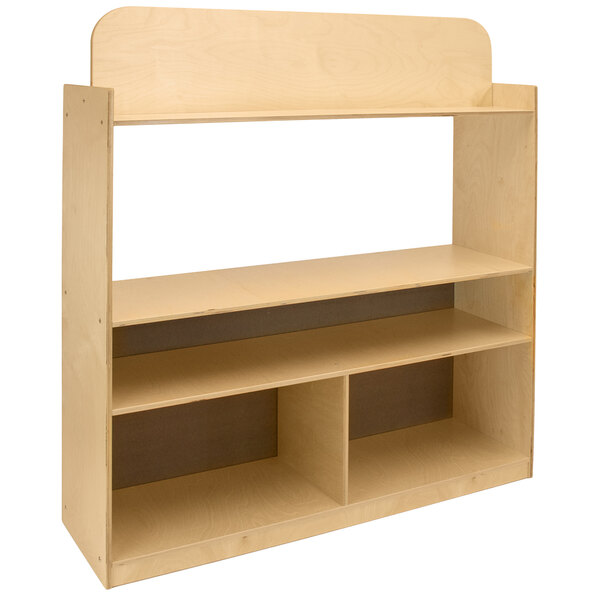 A Whitney Brothers wooden imagination station with shelves.