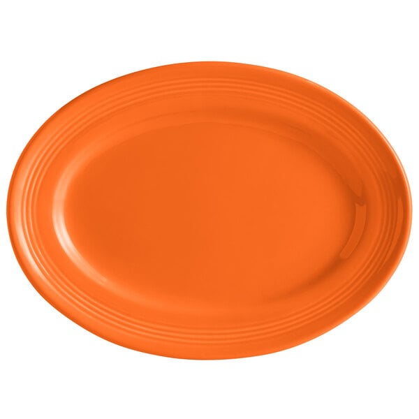 A large orange plate with a white stripe.