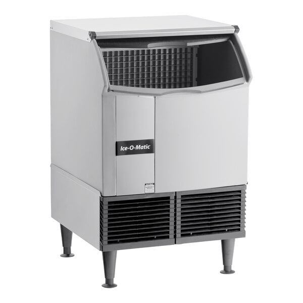 An undercounter air-cooled ice machine with a built-in storage bin.