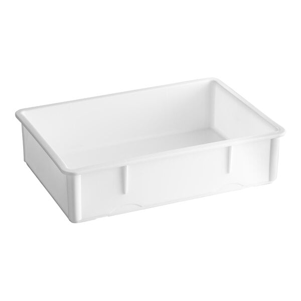 A white heavy-duty polypropylene dough proofing box with dimensions of 18 inches by 26 inches by 6 inches.