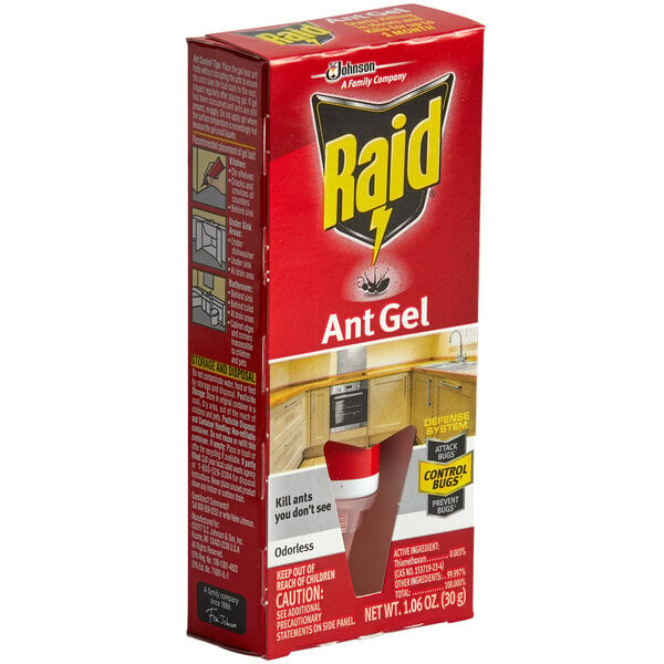 A red box of SC Johnson Raid Ant Gel with a red label.