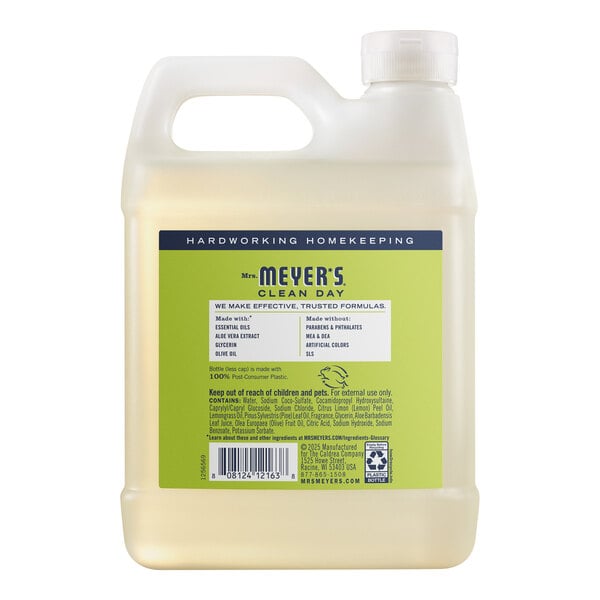 Mrs. Meyer's Clean Day 390058 33 oz. Lemon Verbena Scented Hand Soap Refill - 6/Case