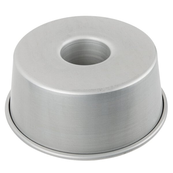 A silver Chicago Metallic Angel Food Cake Pan with a circular center.