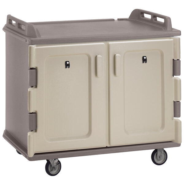 A Cambro granite sand meal delivery cart with two doors.