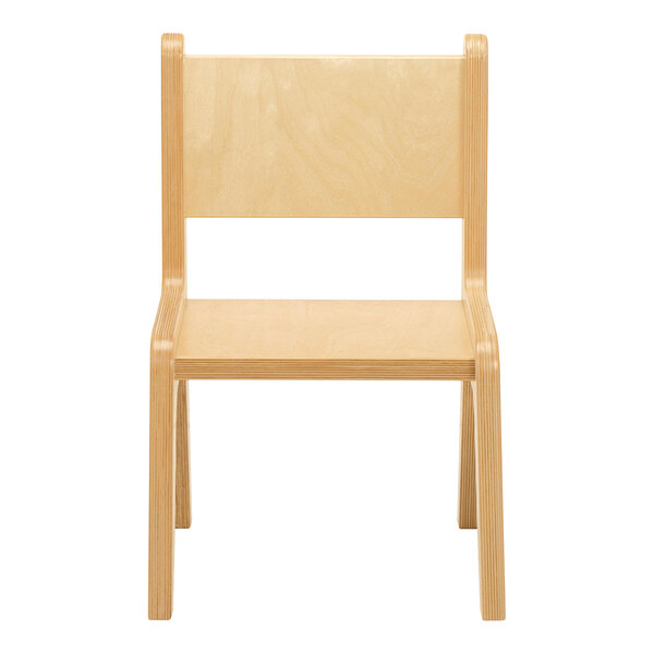 A Whitney Brothers wood children's chair with natural seat and back.