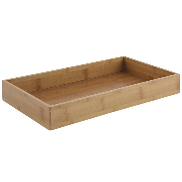 a wooden box with a white background