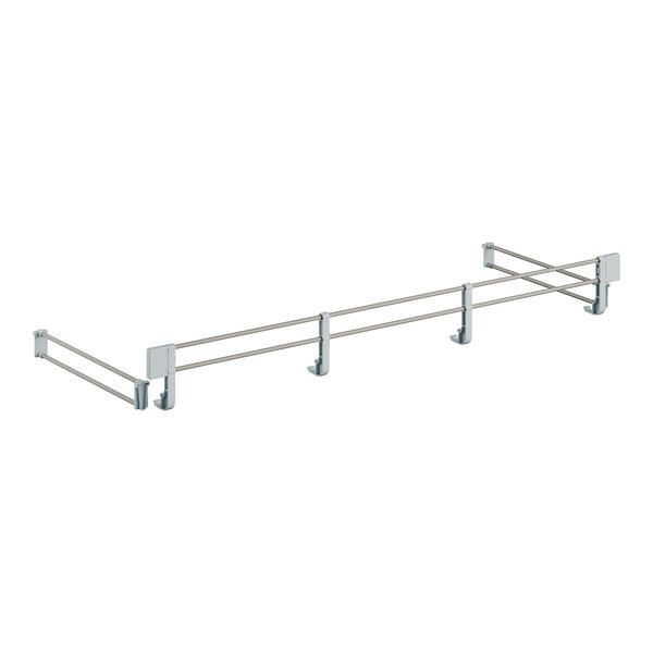 A metal bar with two silver metal rods.