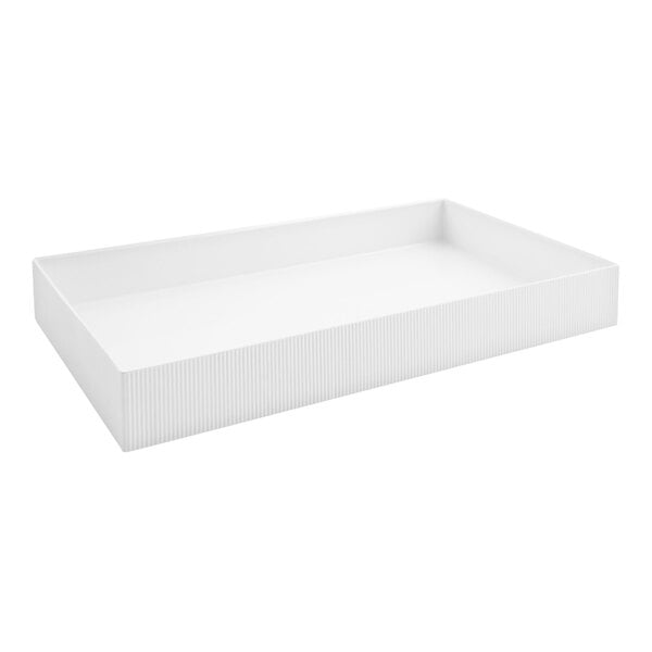 Bon Chef 9325WHITE 20 1/4" x 11 1/2" x 2 3/4" White Rectangular Melamine Underliner for Cold Wave Platter