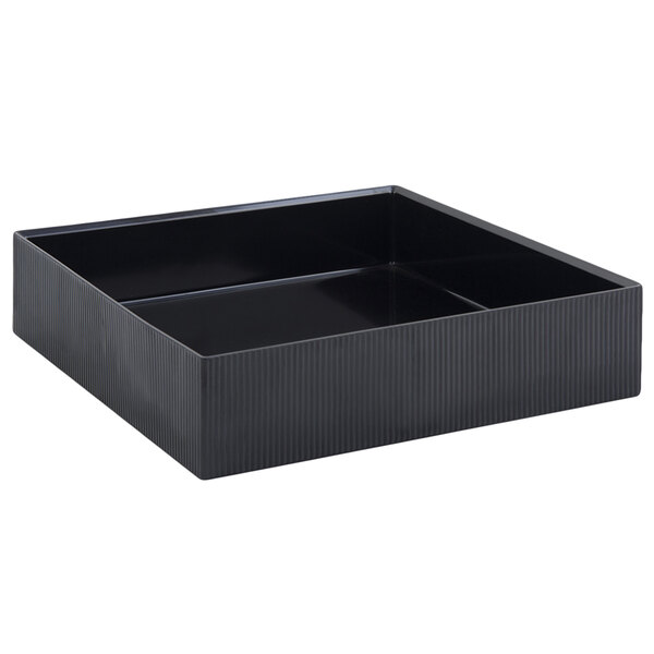 A black rectangular underliner for a Bon Chef Cold Wave Platter.