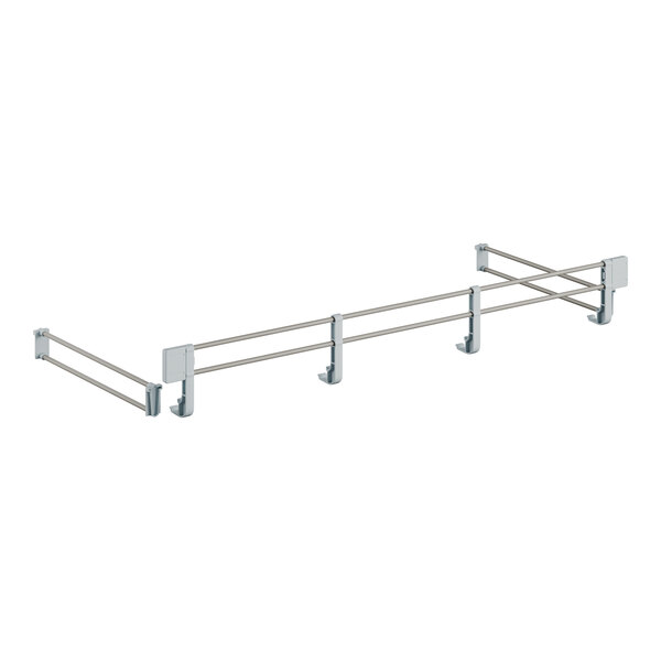 A metal railing with two silver metal bars.
