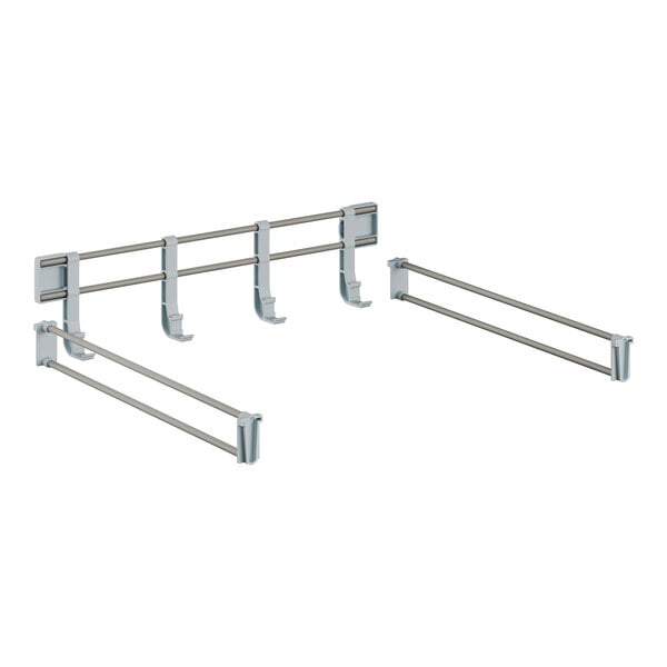 A pair of metal rods with metal hooks on the ends.