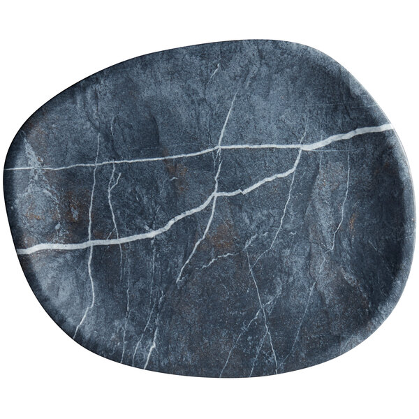 A Carlisle soapstone melamine oblong platter with a crack in it.