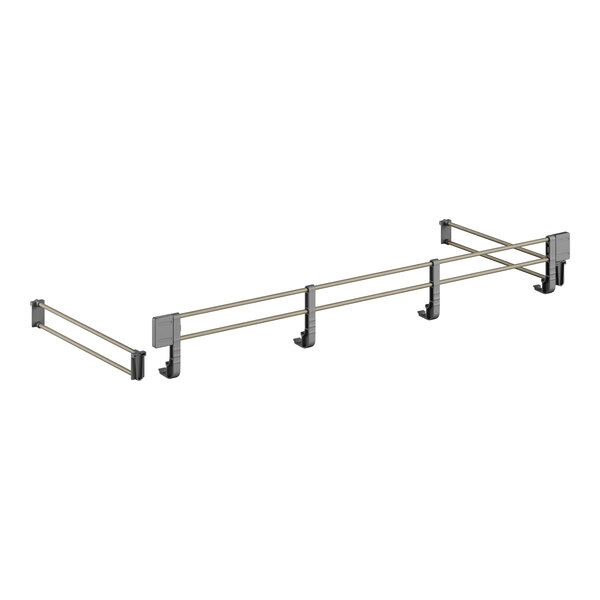 A metal rail with two metal bars on it.