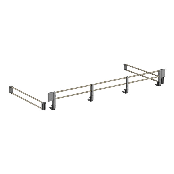 A metal rail with two metal bars on it.