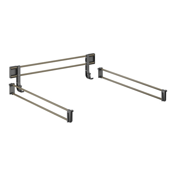 A white metal shelf rail kit with two metal bars and two metal rods.