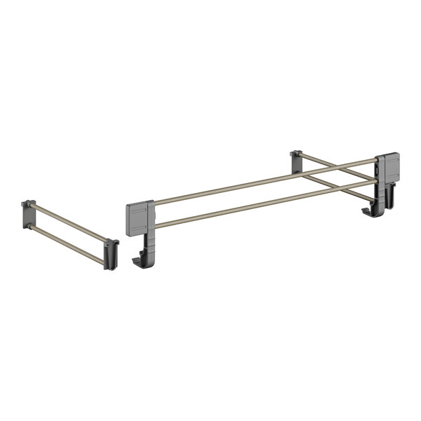 A metal rail with two metal bars and two metal rods.