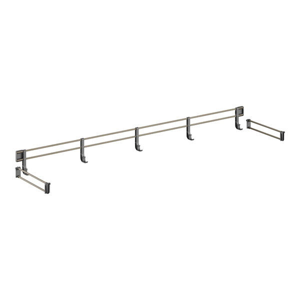 A metal bar with hooks for a Cambro Camshelving unit.