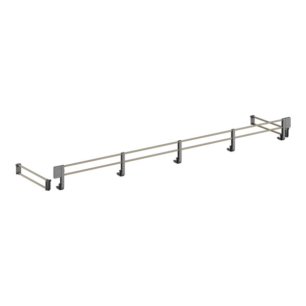 A metal rail with two metal rods attached to it.