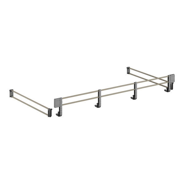 A metal rail with two metal bars on it.