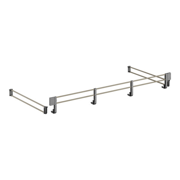 A white metal rail with two bars for a Cambro Camshelving unit.