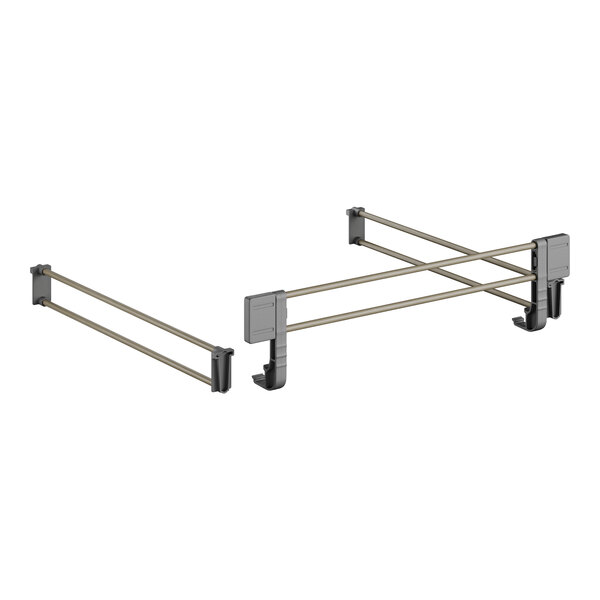A metal frame with two metal shelf rails for Cambro Camshelving.