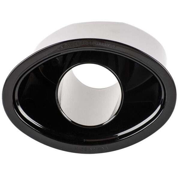 A black circular pusher with a hole in it.