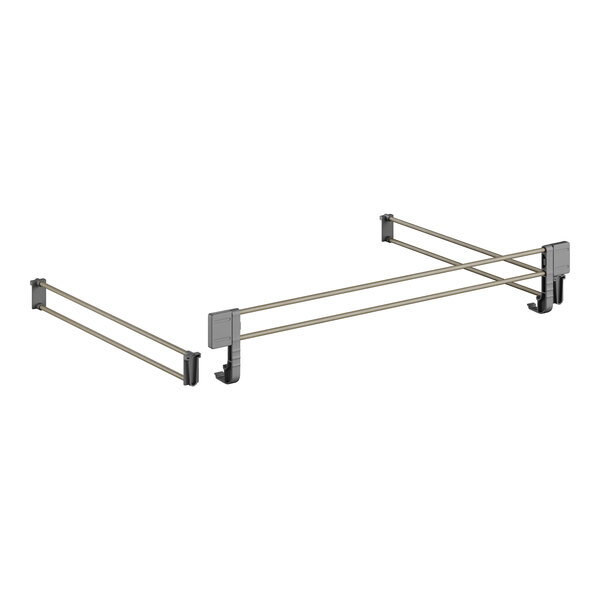 A pair of metal rods with metal corners designed for Cambro Camshelving.