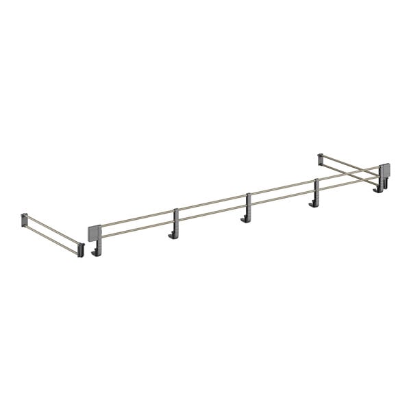 A white metal rail with two metal bars on it.