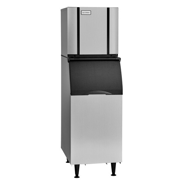 An Ice-O-Matic air cooled stainless steel ice maker.