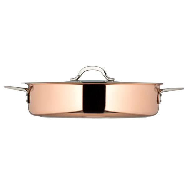 A Bon Chef copper Cucina brazier pot with a lid.
