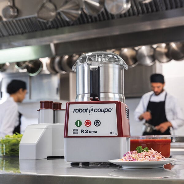 Robot Coupe R2N Combination Food Processor with 3 Qt. / 3 Liter Stainless Steel Bowl, Continuous Feed & 2 Discs - 1 hp