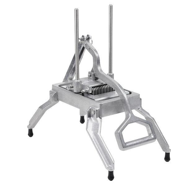 A Global Solutions by Nemco onion slicer with two metal legs.