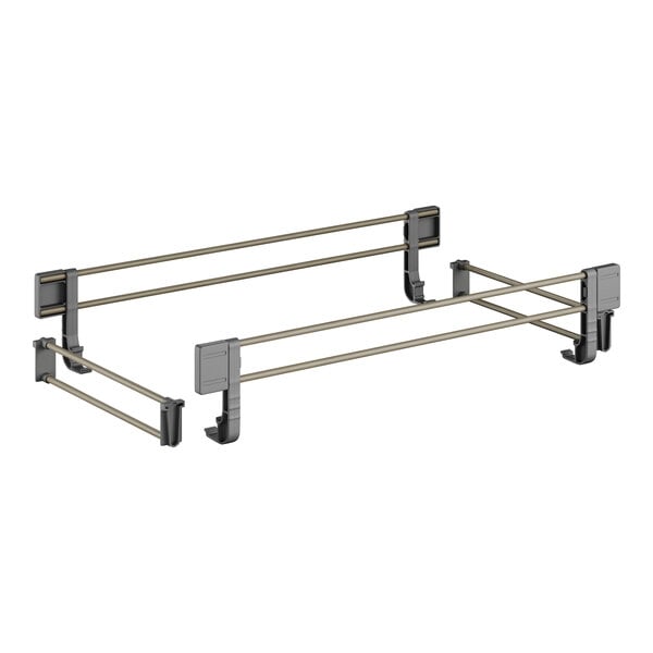 A metal frame with a pair of metal bars.