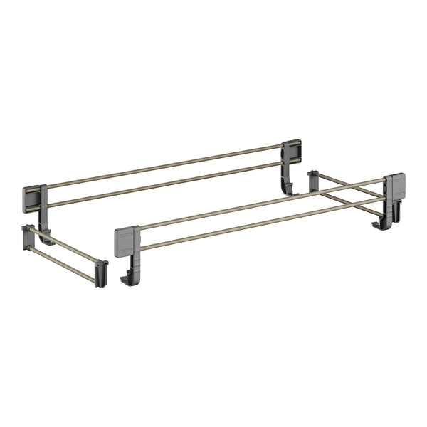 A metal rack with two metal bars.