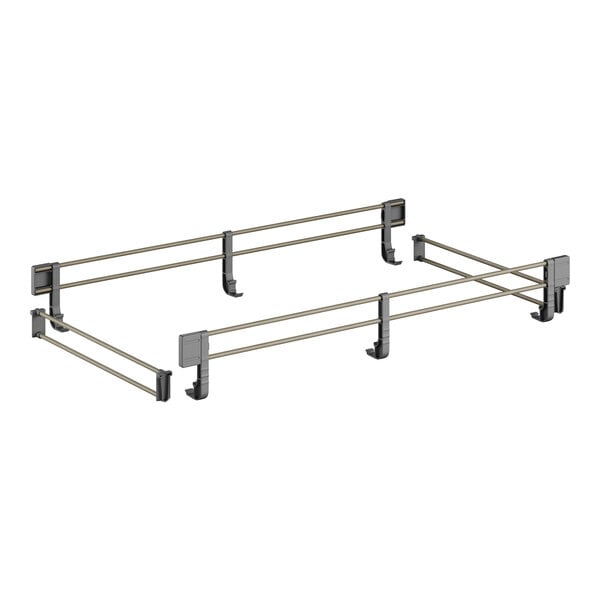 A metal frame with a pair of metal bars.