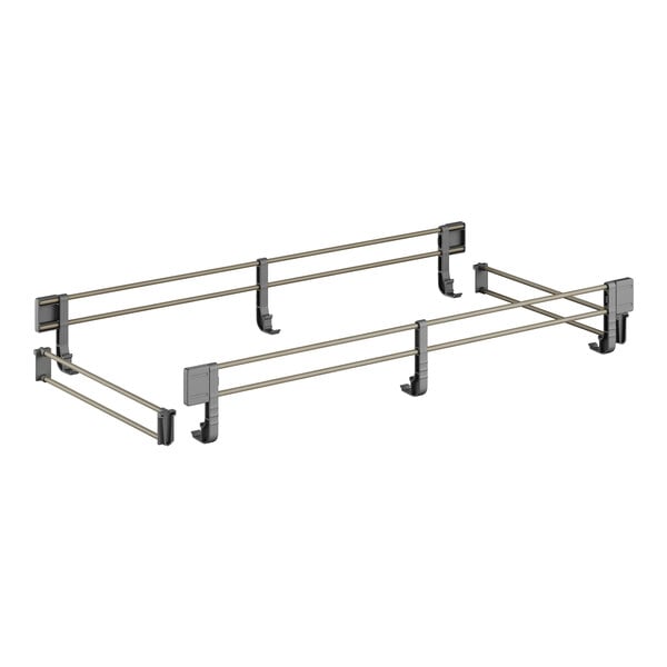 A black and grey metal railing with two bars.