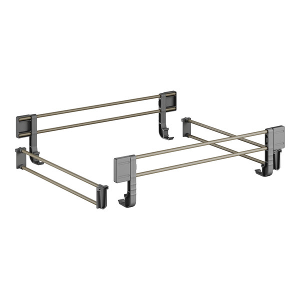 A metal frame with metal rods and two metal bars for a Cambro Camshelving unit.