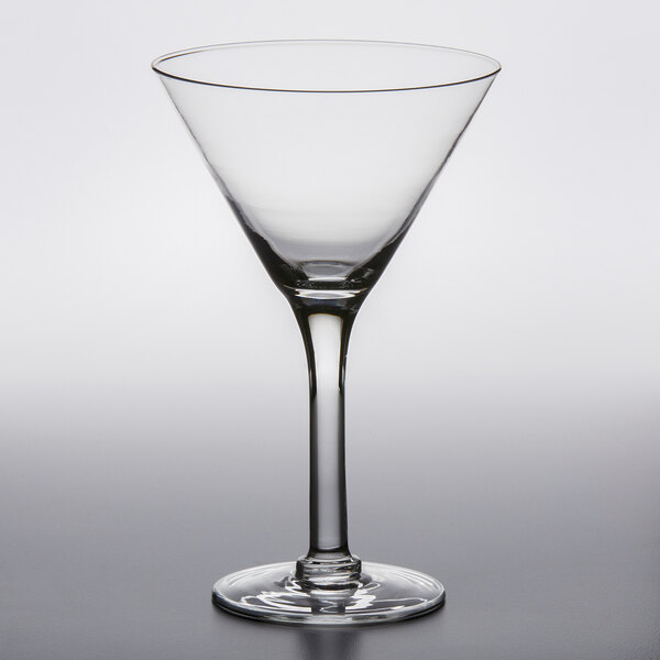 An Anchor Hocking martini glass with a clear glass and short stem.